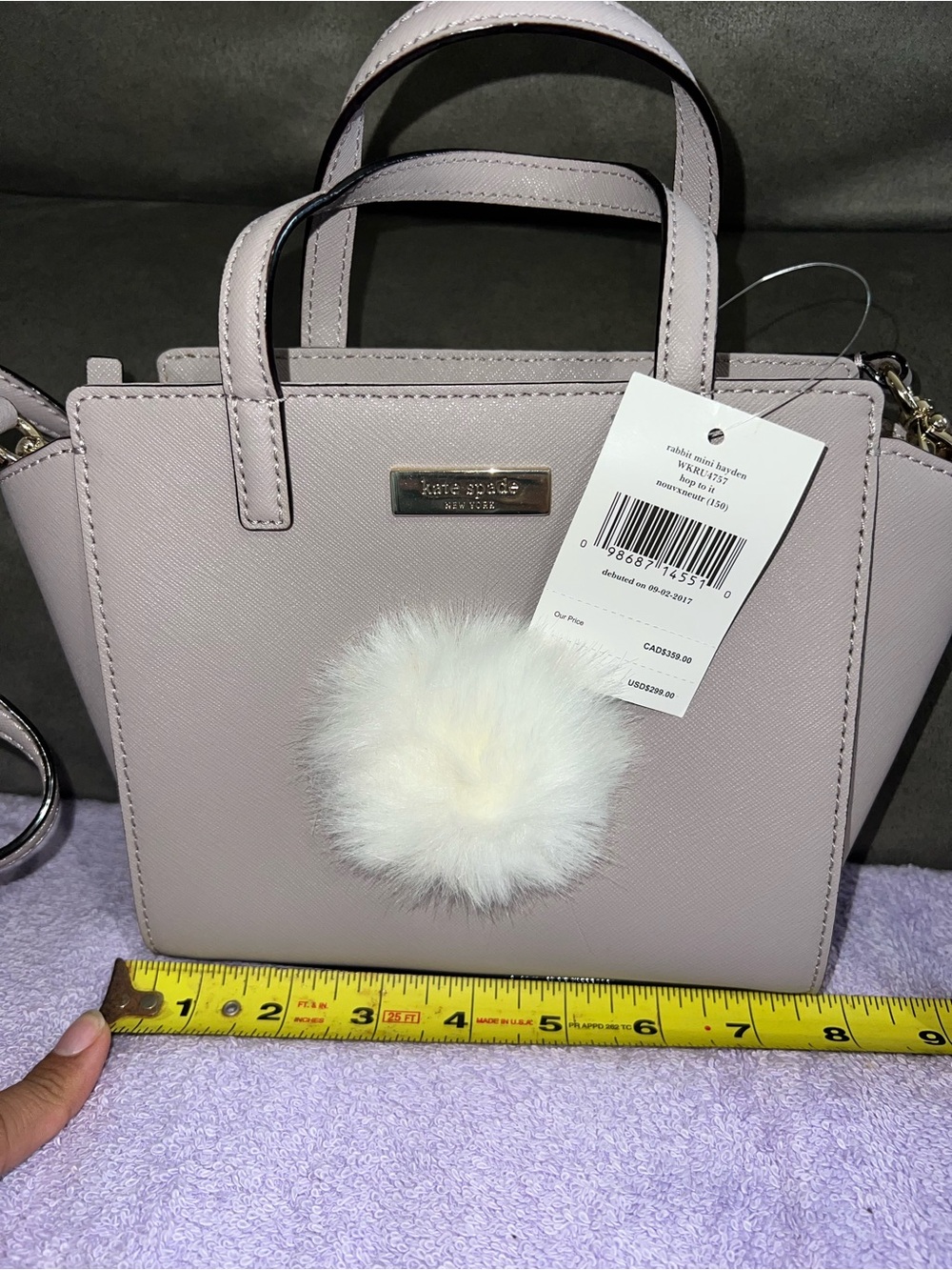 kate spade | rabbit mini hayden | Bunny Accent Satchel in Light Lavender - Picture 7 of 8
